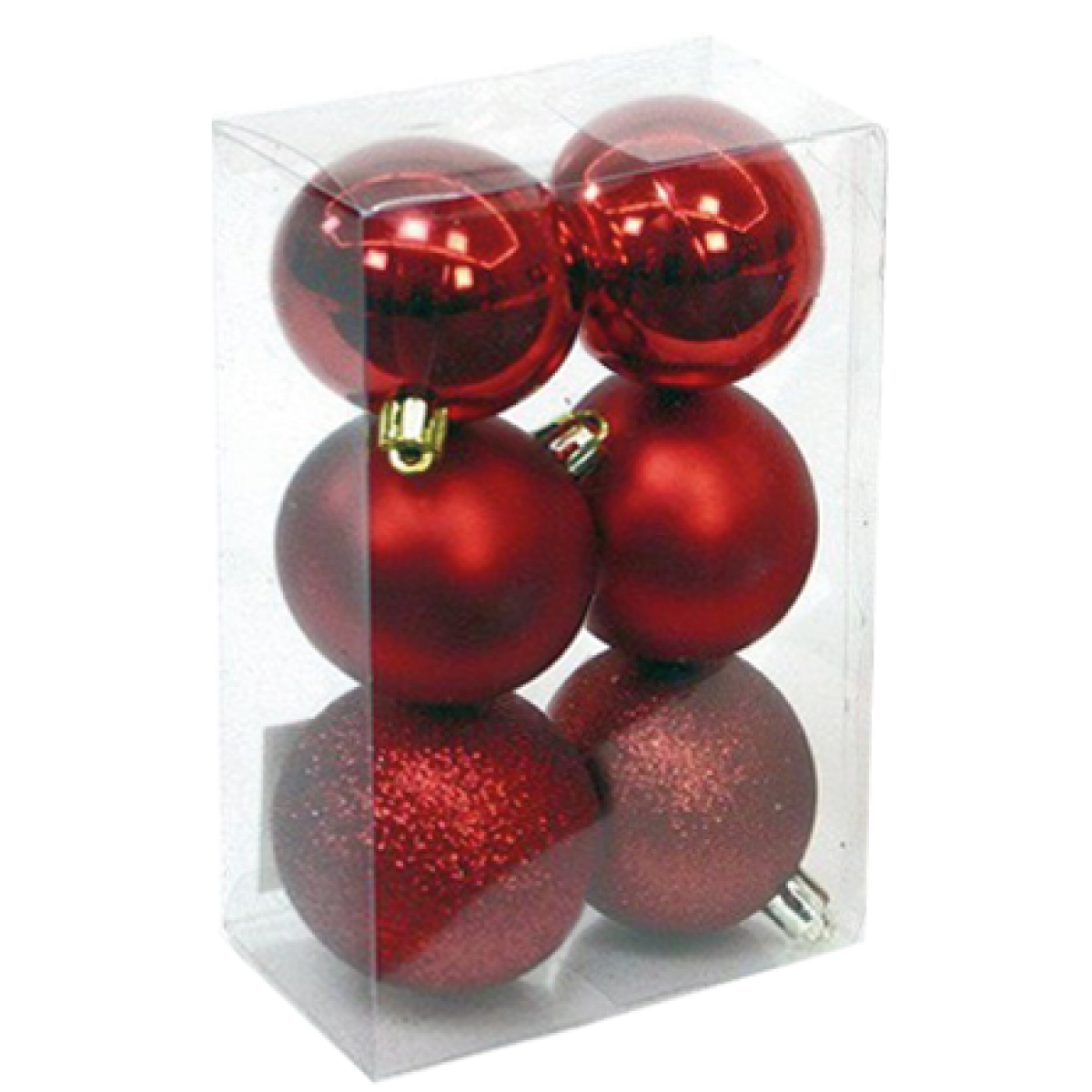 Pack 6 bolas de navidad 8cm Rojo