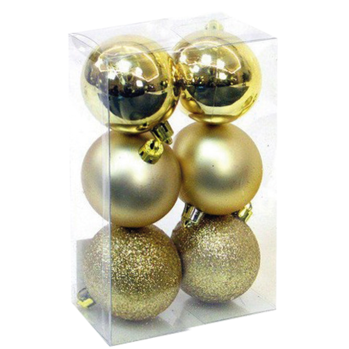 Pack 6 bolas de navidad 8cm Dorado