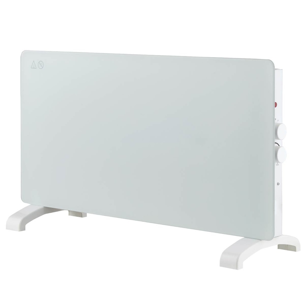 Zanthus White glass panel convector heater 2000W