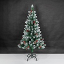 Árbol de navidad artificial 1,5M 326 ramas PUNTAS BLANCAS, ACEBO Y PIÑAS