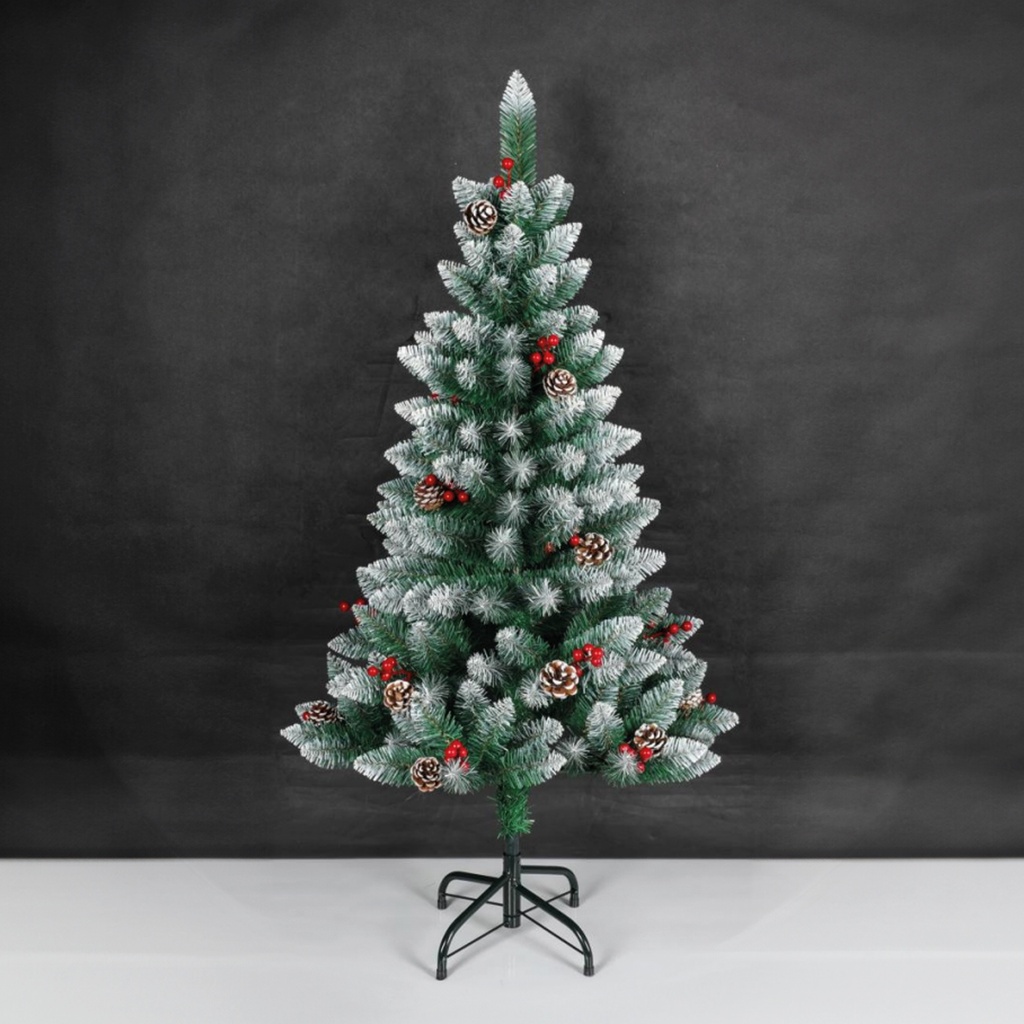 Árbol de navidad artificial efecto nieve con acebo y pilas Haur 1,8M 326 ramas