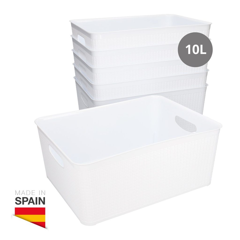 Cesto organizador plástico 10L Blanco - 6u retráctil