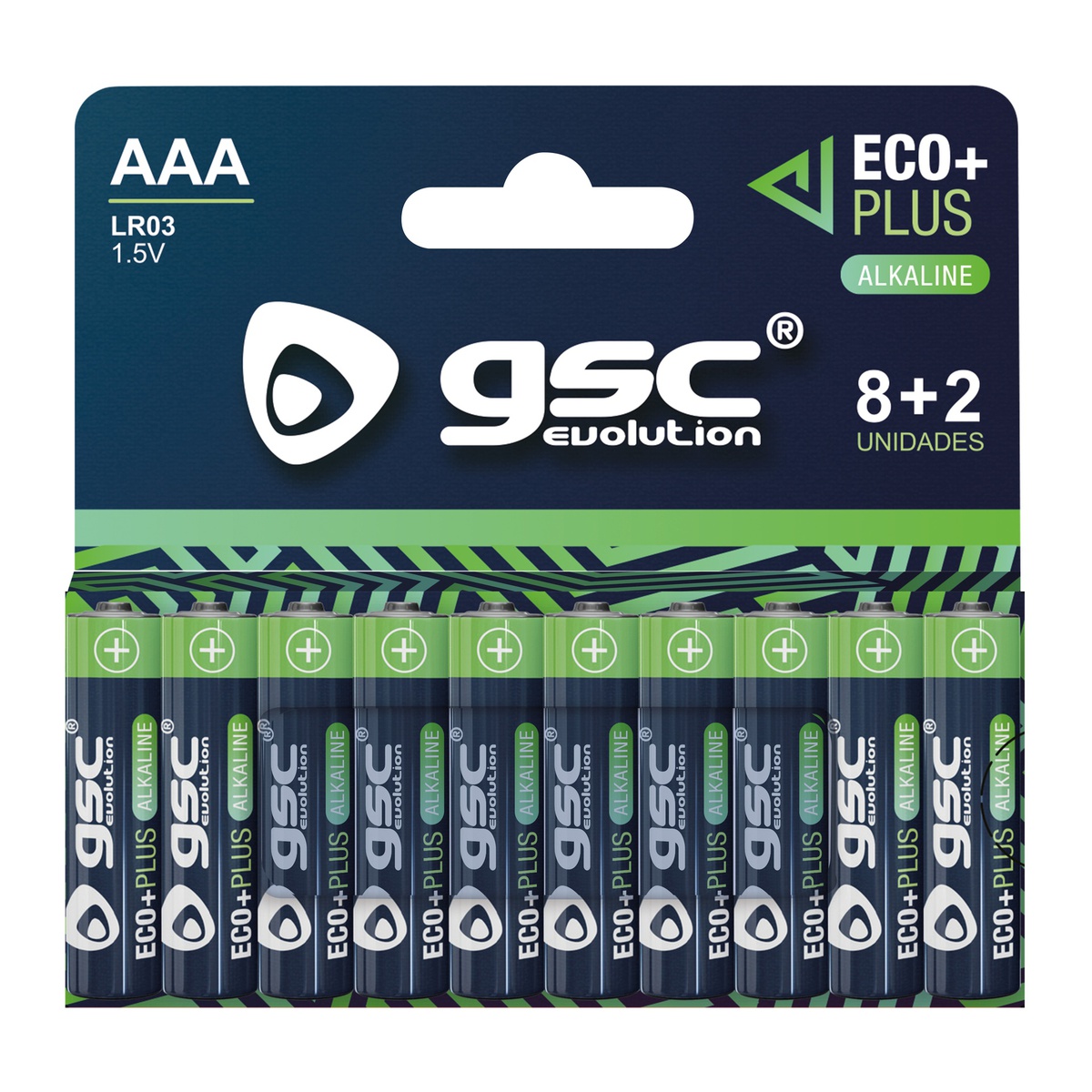 Pila GSC EcoPlus alcalina LR03 (AAA) Pack 8+2ud