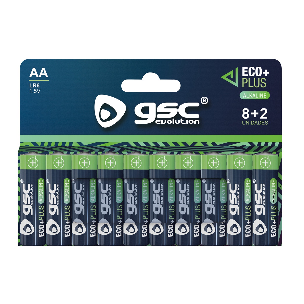 Pila GSC EcoPlus alcalina LR6 (AA) Pack 8+2ud