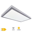 Panel superficie LED rectangular Kisongo 60x30cm 24W 4200K Níquel