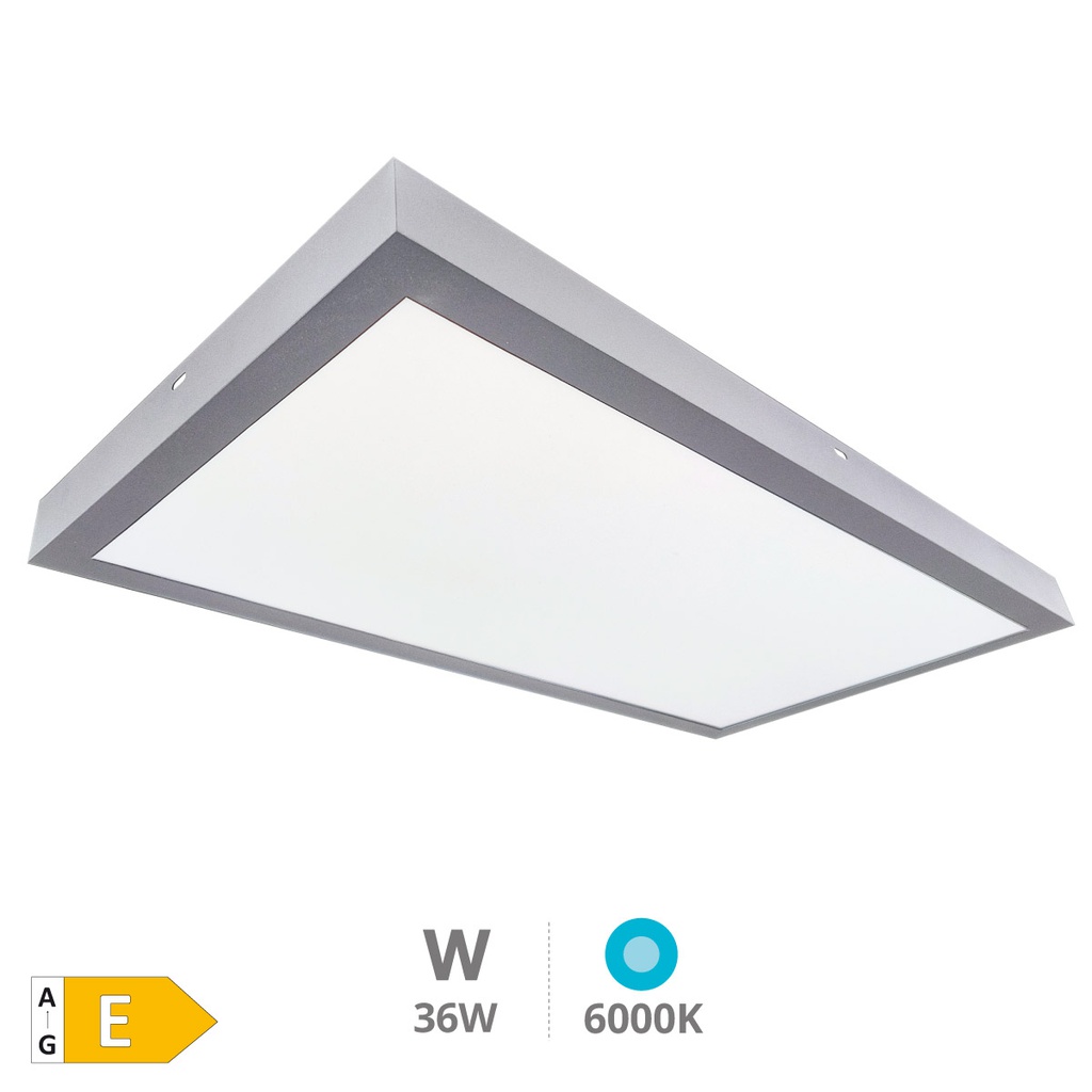 Panel superficie LED rectangular Kisongo 90x30cm 36W 6000K Níquel