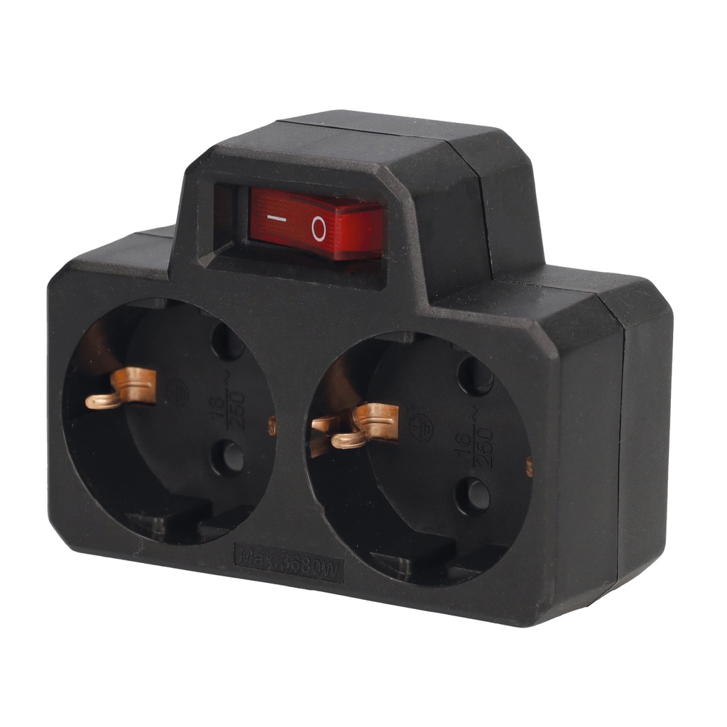 Black 2 way adapter with switch