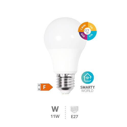 Ampoule LED standard intelligente a connexion Wi-Fi et Bluetooth 11 W E27 RGB + 2700-6500K Réglable