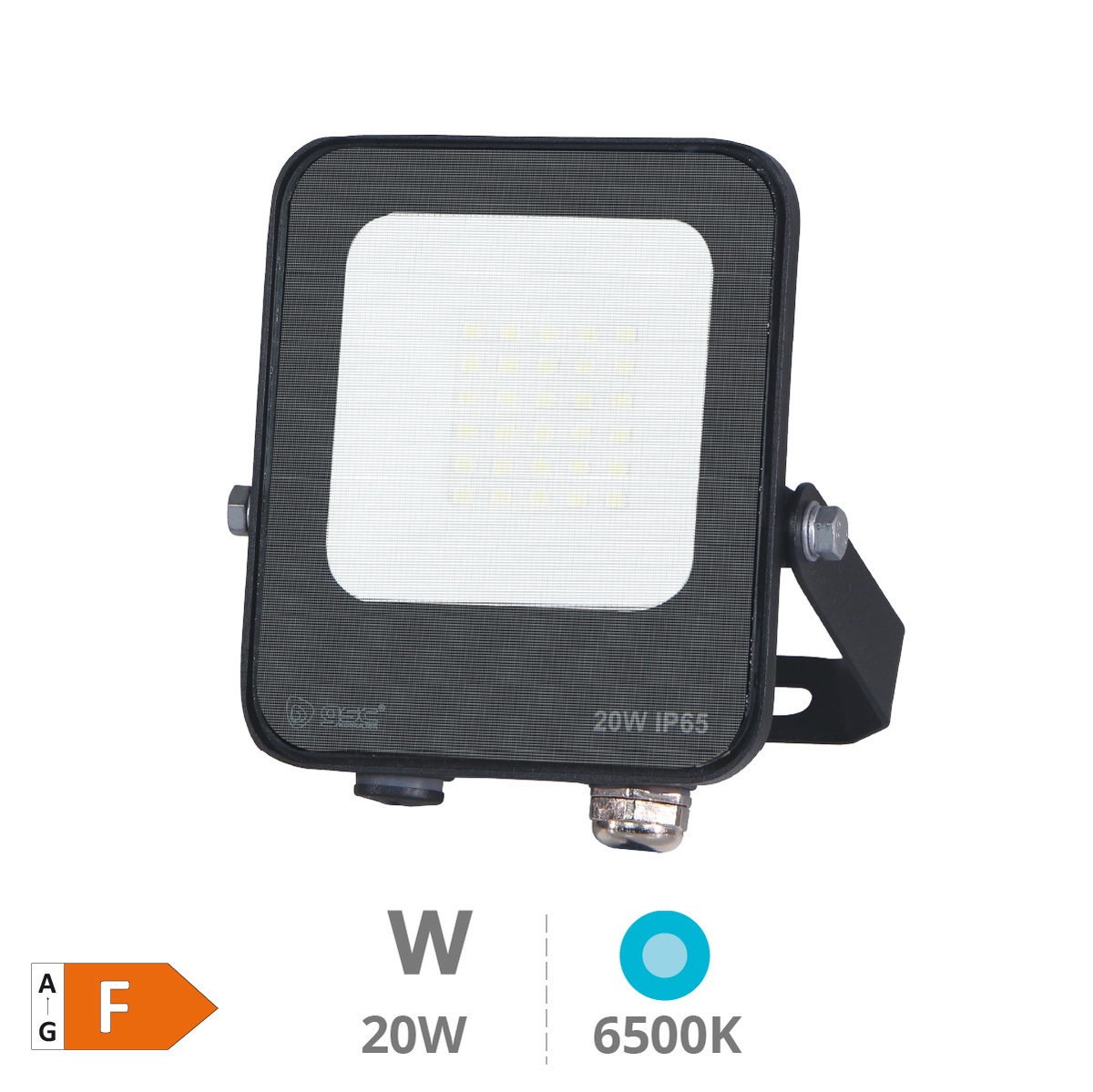 Projecteur aluminium LED Santadi 20W 6500K IP65 Noir