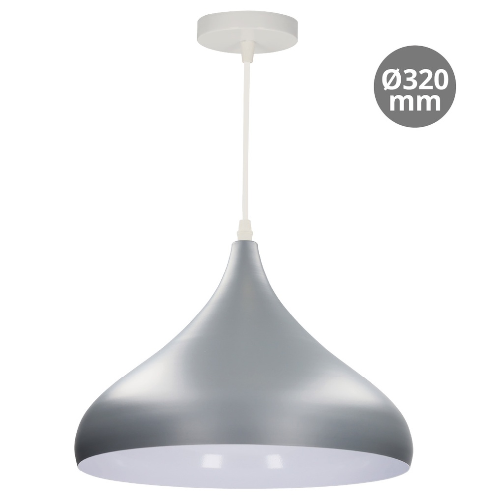 Lampara colgante 320mm gris y blanca