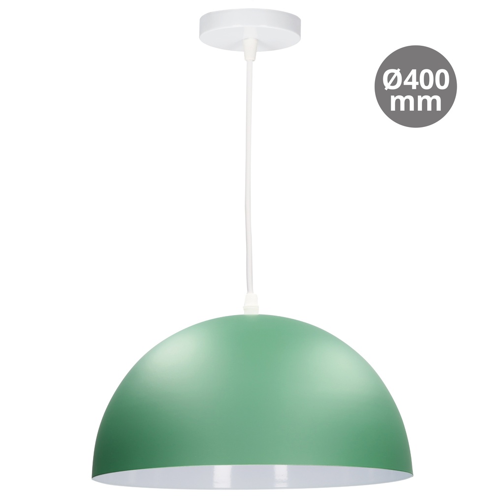 Lampara colgante400mm verde menta y blanca