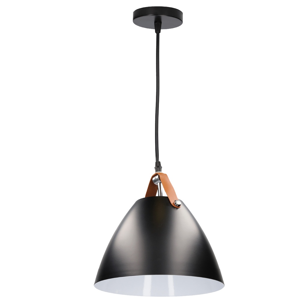 Serie Dianza Pendant lamp 270mm black and white with leather