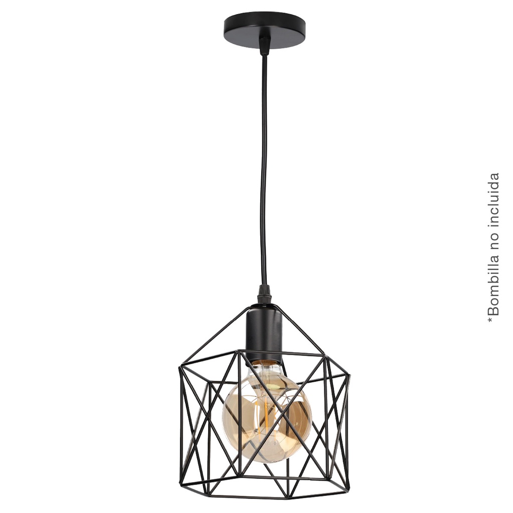 Serie Carnot Pendant lamp 200mm cube black cage 