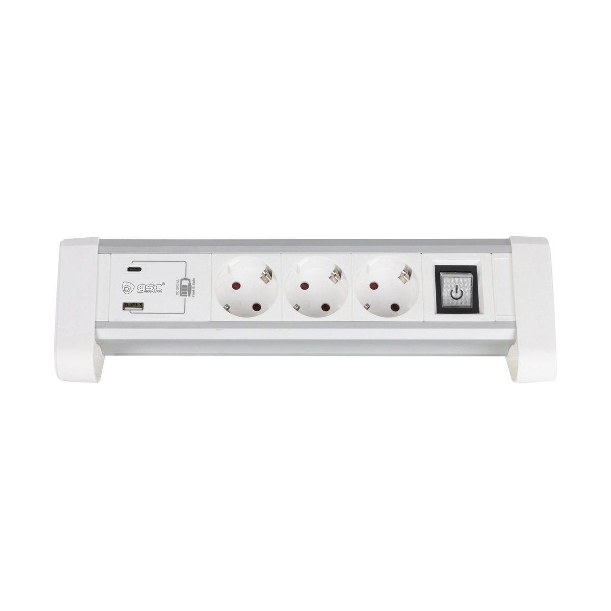 3 way socket desktop with switch + 1 USB A + 1 USB C (3x1.5mm) 1,4M White