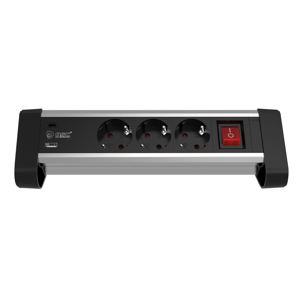 3 way socket desktop with switch + 1 USB A + 1 USB C (3x1.5mm) 1,4M Black