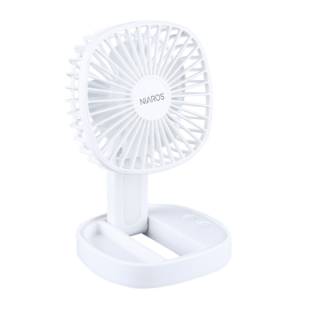 Mini ventilador de mano plegable Coober con luz USB recargable Blanco