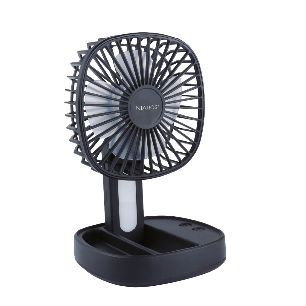 Mini ventilador de mão dobrável Coober com luz USB recarregável Preto