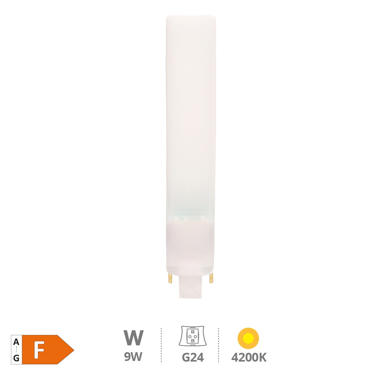 Ampoule LED PL 9W G24 4200K - 5u rétractable