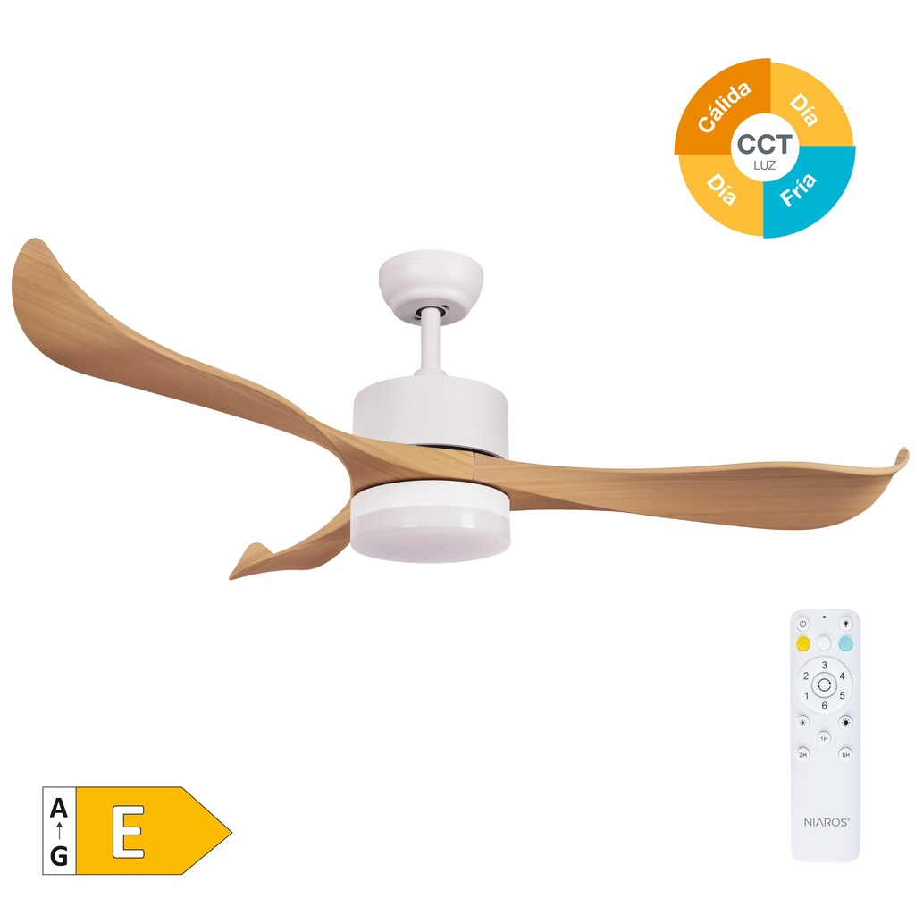 Ventilateur de plafond Kota avec CCT réglable et commande Ø132 3 pales DC Blanc