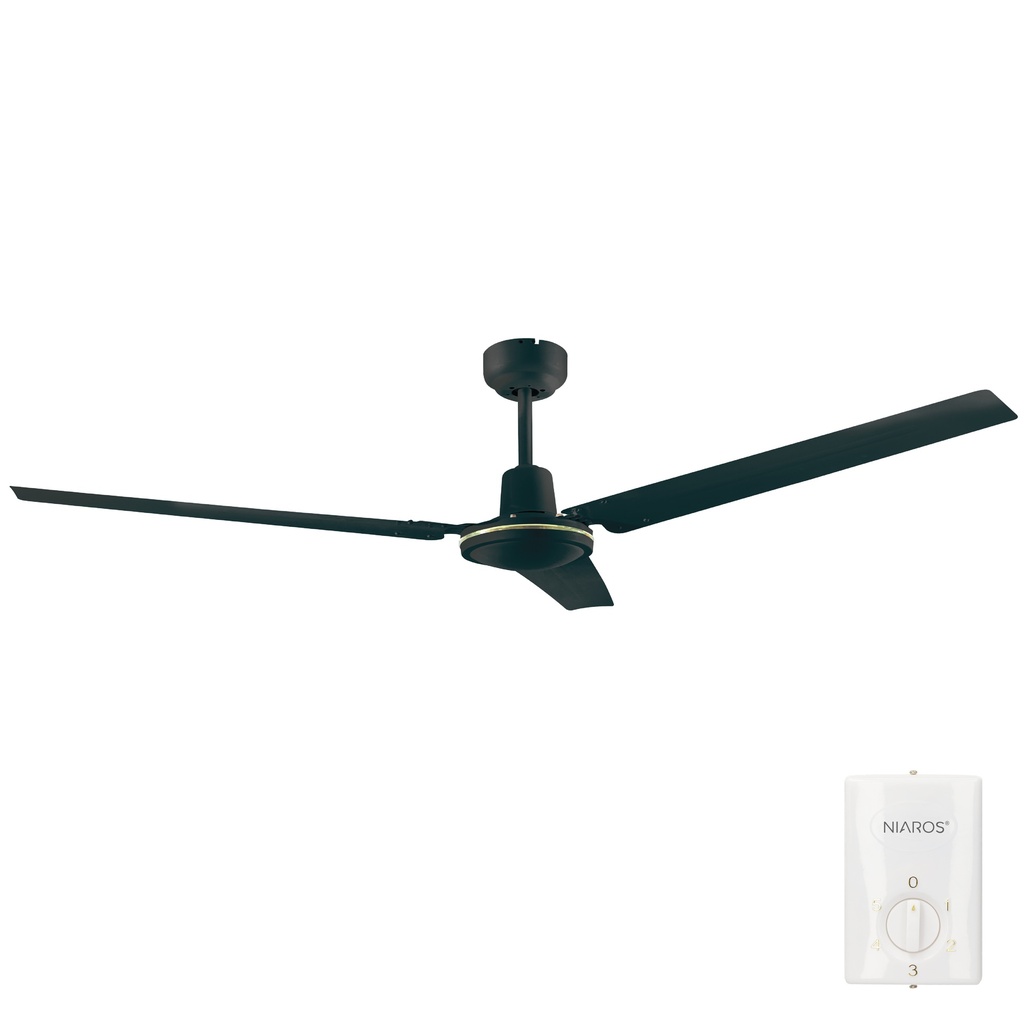 Ventilateur de plafond Saltok avec commande Ø142 3 pales Noir