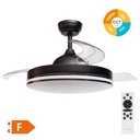 Oliveri ceiling fan with dimmable CCT and remote control Ø107 3 retractable blades DC Black