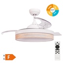 Buccheri ceiling fan with dimmable CCT and remote control Ø107 3 retractable blades DC White