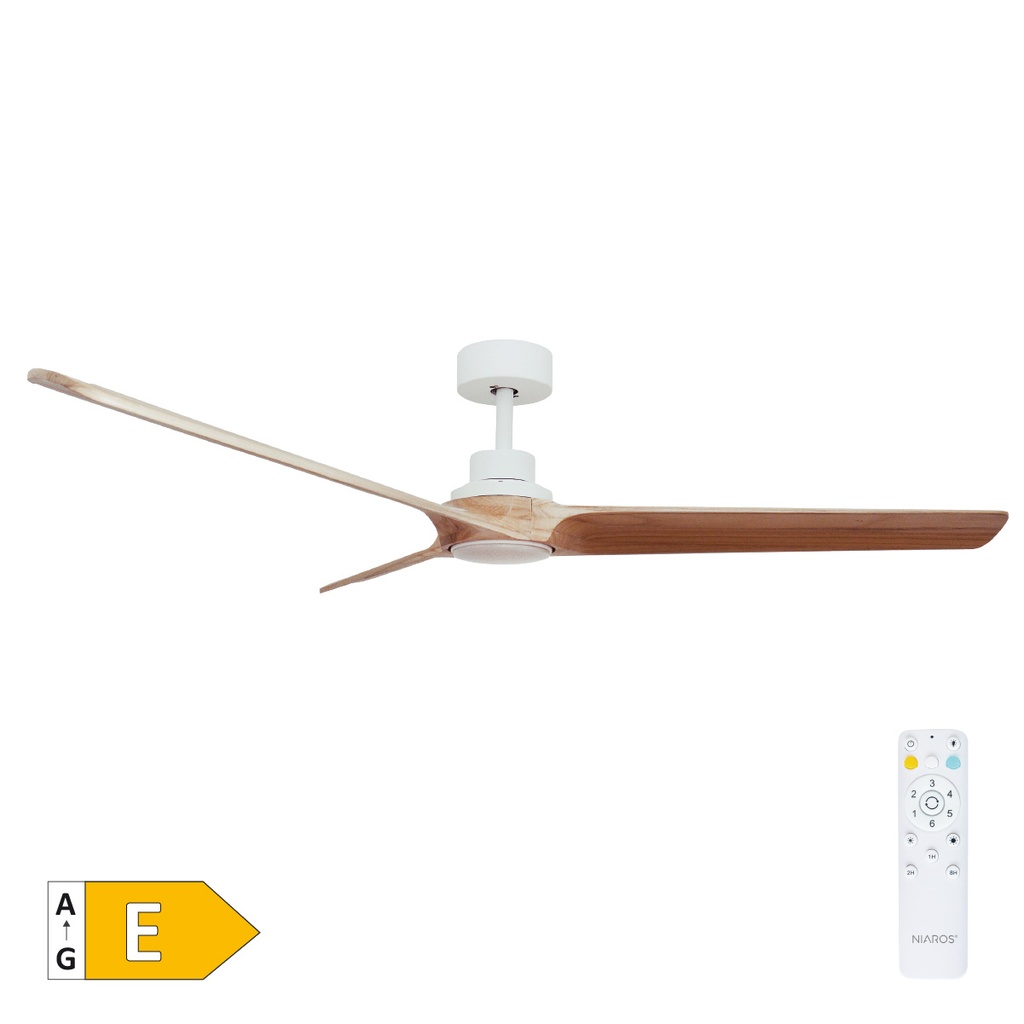 Ventilateur de plafond Fratello avec CCT réglable et commande Ø152 3 pales DC Blanc