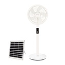 Kit ventilador de pie y panel solar Sanluri con mando Ø39cm 15W motor DC Blanco