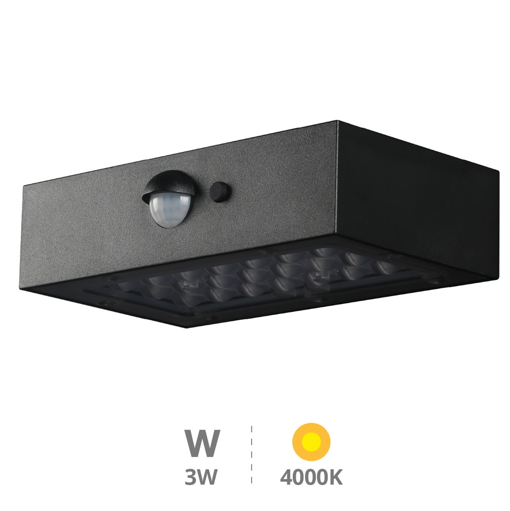 Aplique solar LED Piana com sensor de movimento e crepuscular 3W 4000K