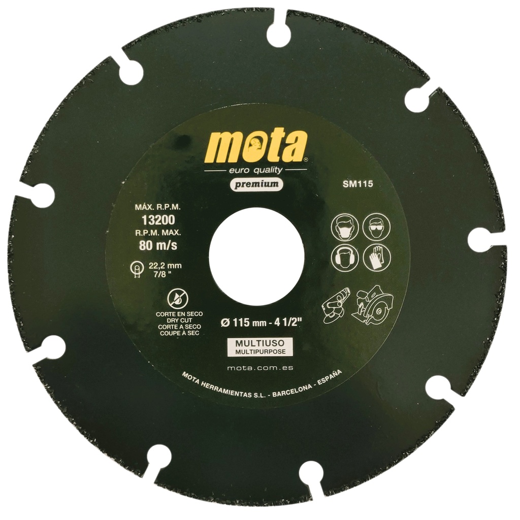 Multi-purpose diamond disc dry cutting 115m