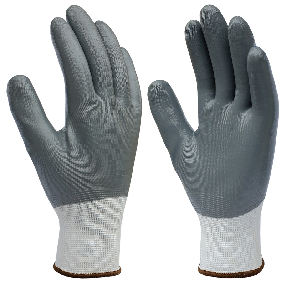 Gant en polyester et enduction nitrile intégrale Blanc/Gris - Taille 9