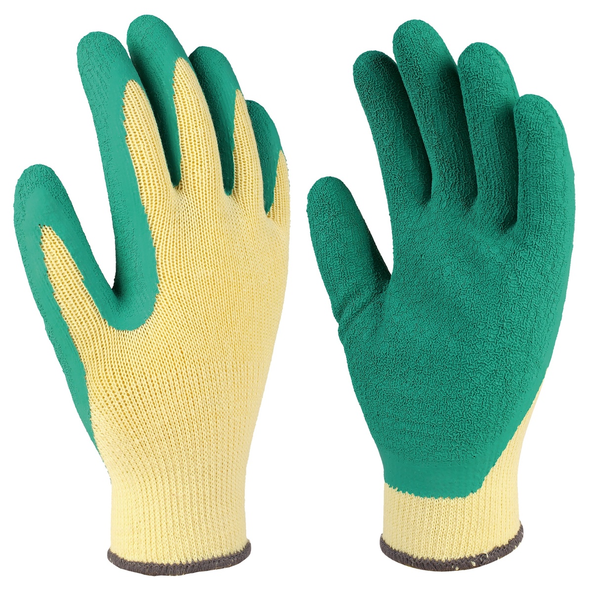 Polyester and latex coated glove Yellow/Green -Size 8