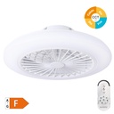 Ventilador de teto Box Fan Talsano com luz CCT regulável e controlo remoto Ø50 8 pás DC Branco