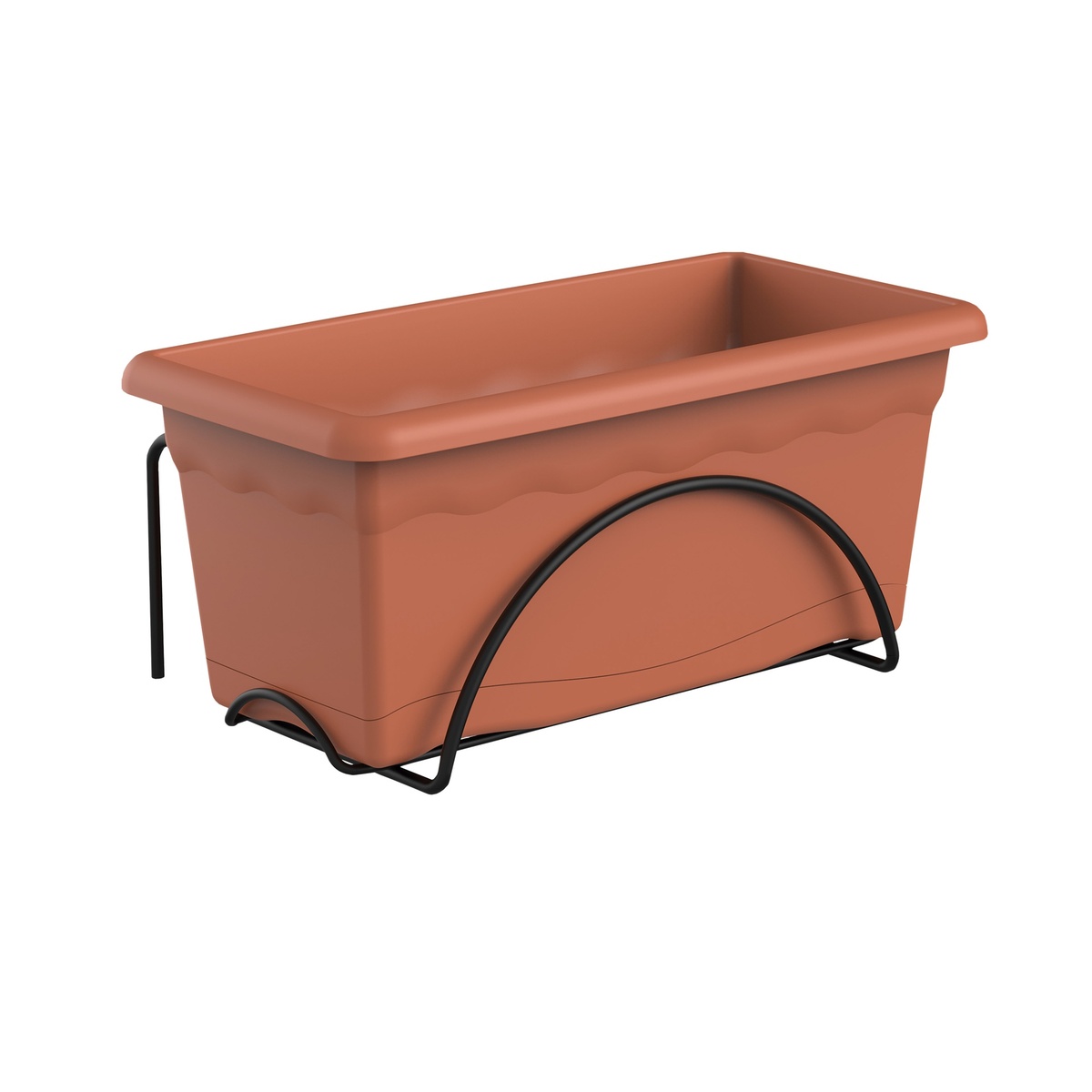 Terra balcony pot with integrated saucer 400x200mm Brown