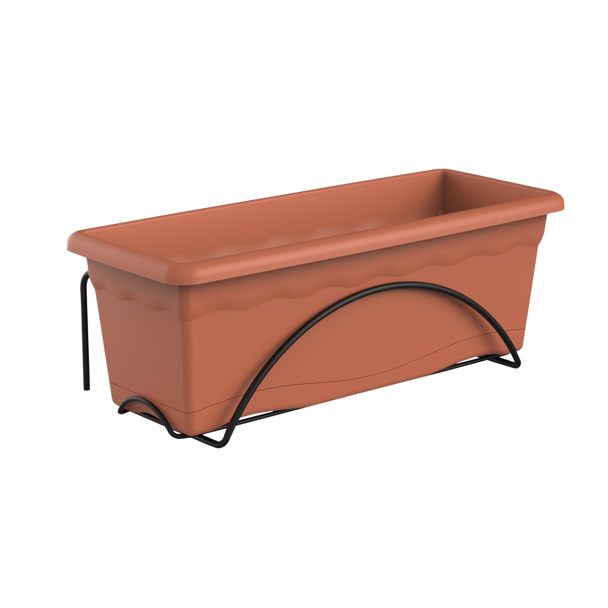 Terra balcony pot with integrated saucer 500x200mm Brown