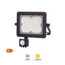 Aluminum LED floodlight with sensor 20W 4000K IP65 Black