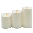 Pack 3 bougies décoratives LED en cire 100 - 120 - 150 mm Blanc