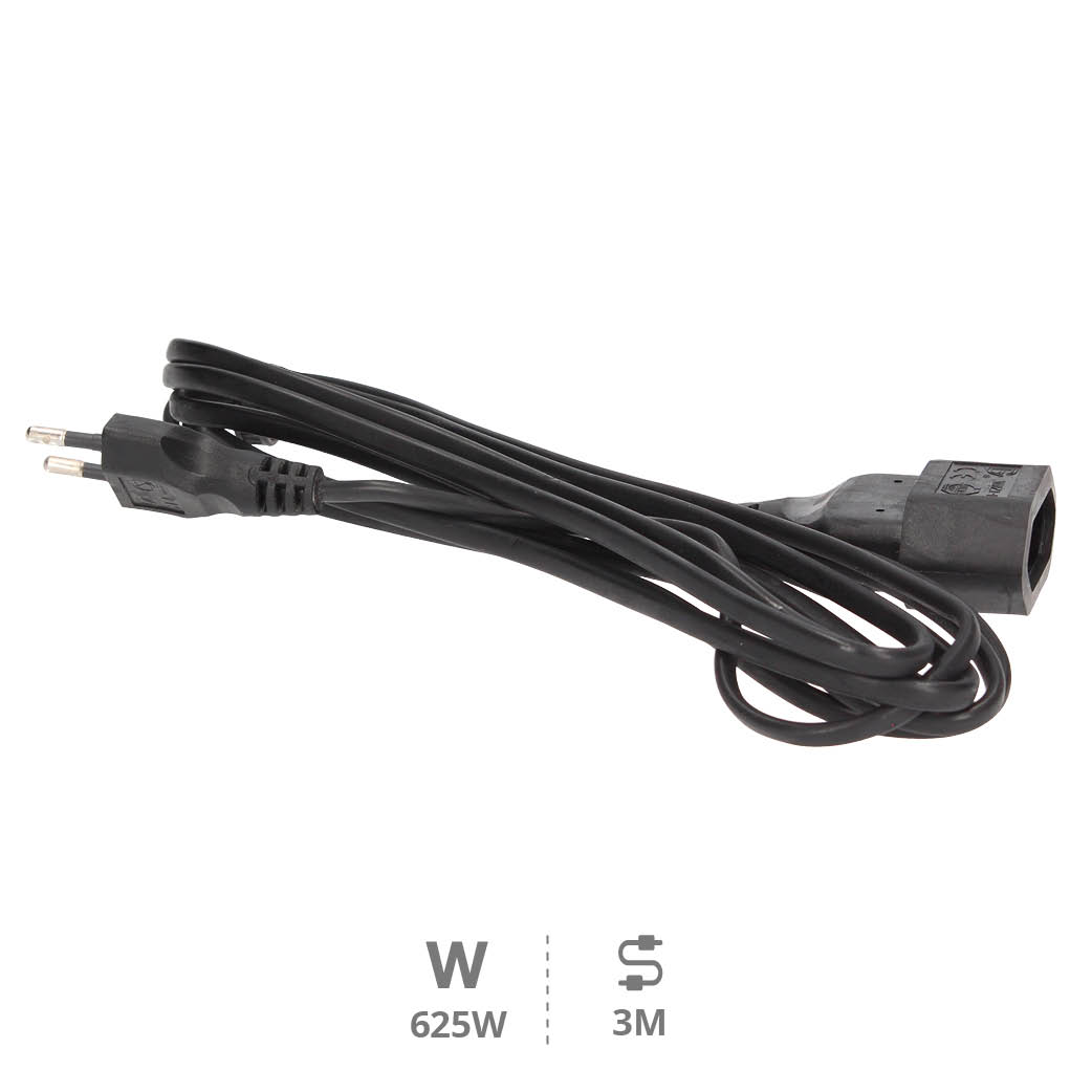 Rallonge électrique 3m H03VVH2-F 2x0,75 noir