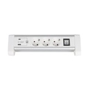 Base múltiple sobremesa 3T + 1 USB A + 1 USB Tipo C + Int (3x1.5mm) 1,4M Blanco