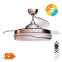 Ventilateur de plafond Lentini avec CCT réglable et commande Ø107 3 pales rétractables DC Nickel