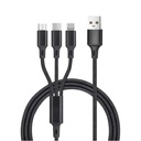 Cable cargador 3 en 1 (USB Tipo C, conector Lightning y micro USB) nylon trenzado 1,2M 