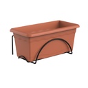 Terra balcony pot with integrated saucer 400x200mm Brown